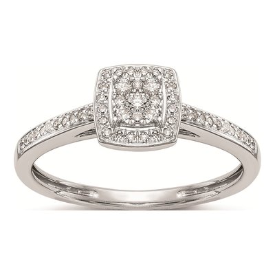 10K White Gold 1/5 ct tw Diamond Halo Engagement Ring
