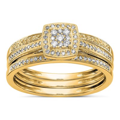 14K Yellow Gold 1/5 ct tw Diamond Cluster Engagement Ring – view 4