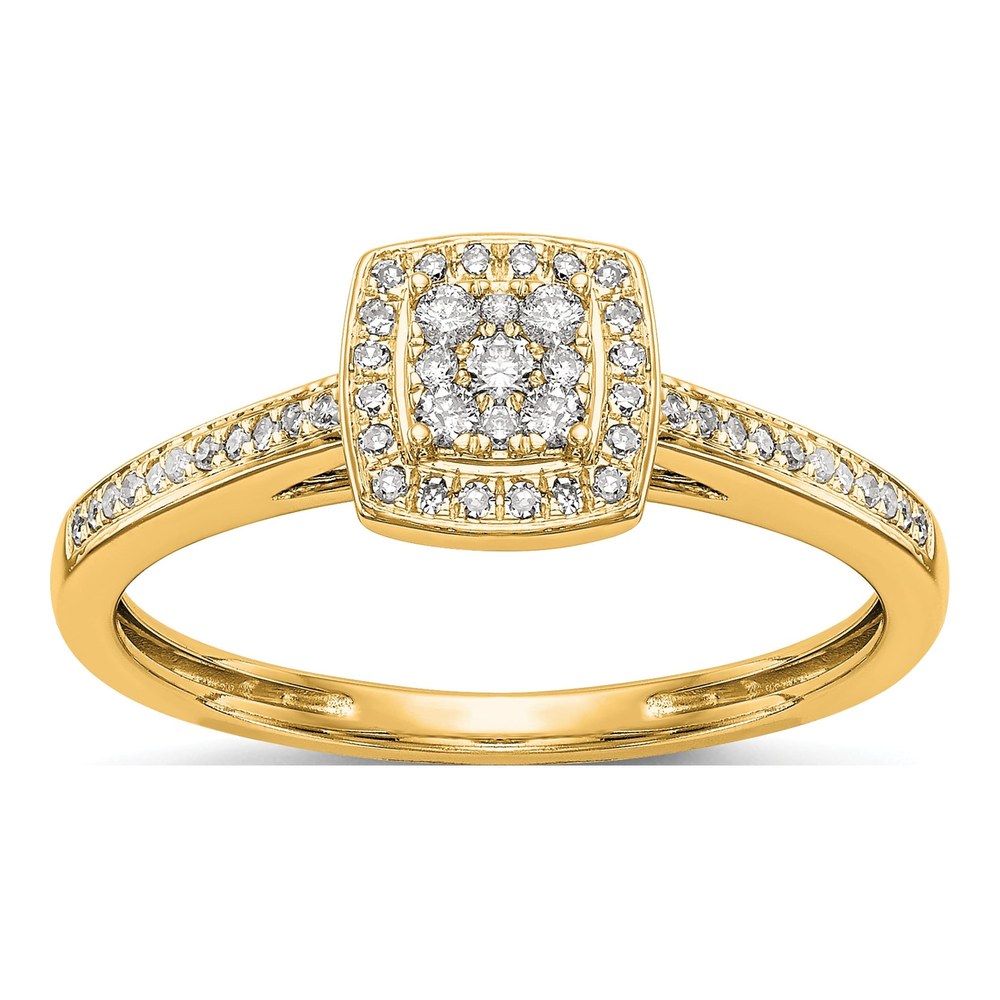 14K Yellow Gold 1/5 ct tw Diamond Cluster Engagement Ring