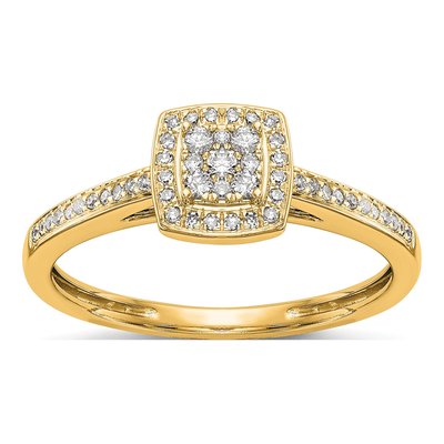 14K Yellow Gold 1/5 ct tw Diamond Cluster Engagement Ring