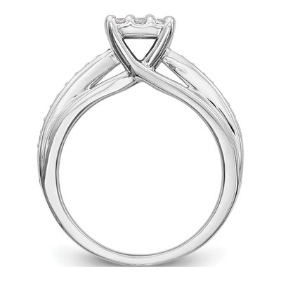 14K White Gold 1/2 ct tw Diamond Cluster Engagement Ring – view 2