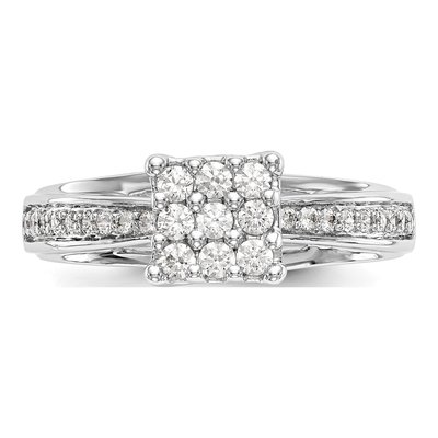 14K White Gold 1/2 ct tw Diamond Cluster Engagement Ring – view 4