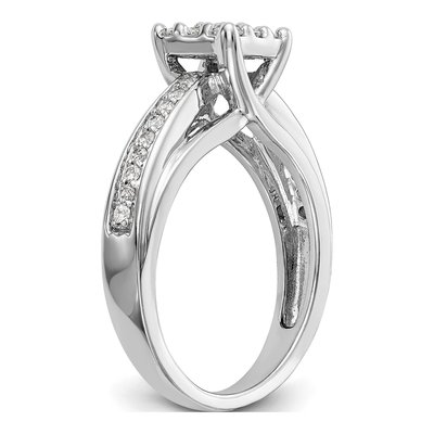 14K White Gold 1/2 ct tw Diamond Cluster Engagement Ring – view 6