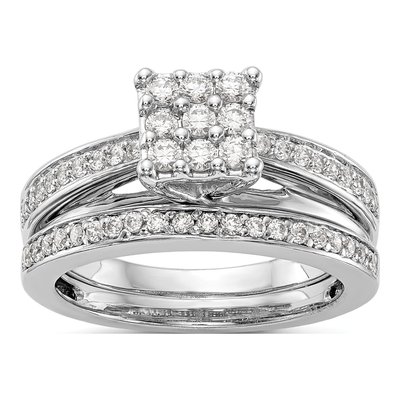 14K White Gold 1/2 ct tw Diamond Cluster Engagement Ring – view 7