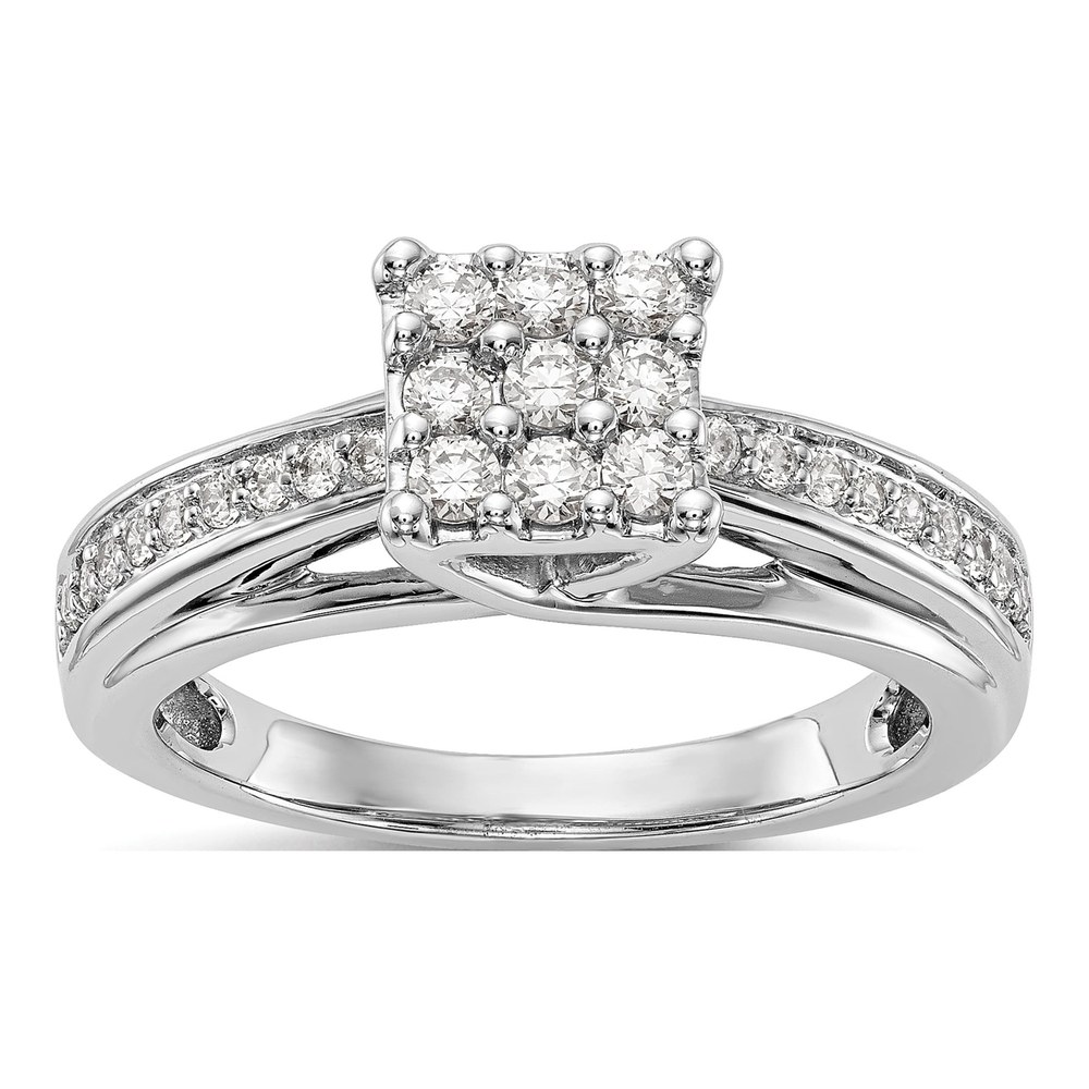14K White Gold Diamond Cluster Engagement Ring