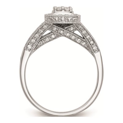 14K White Gold 1/2 ct tw Diamond Square Halo Engagement Ring – view 2