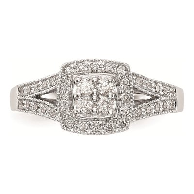 14K White Gold 1/2 ct tw Diamond Square Halo Engagement Ring – view 4