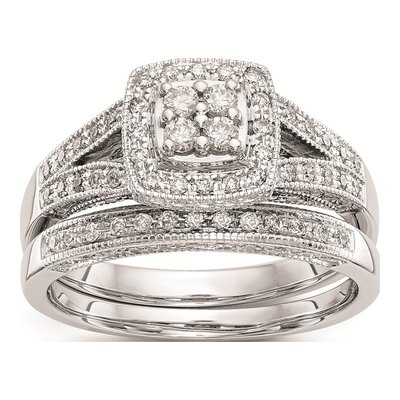 14K White Gold 1/2 ct tw Diamond Square Halo Engagement Ring – view 7