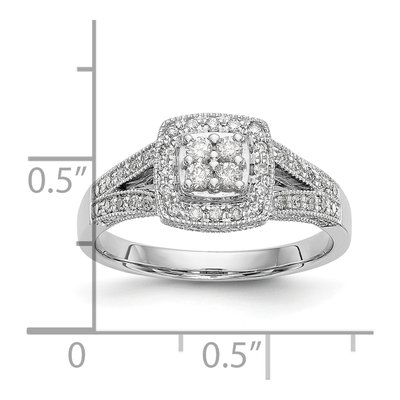 14K White Gold 1/2 ct tw Diamond Square Halo Engagement Ring – view 8