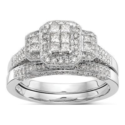 14K White Gold 0.84 ct tw Diamond Cluster Engagement Ring – view 7