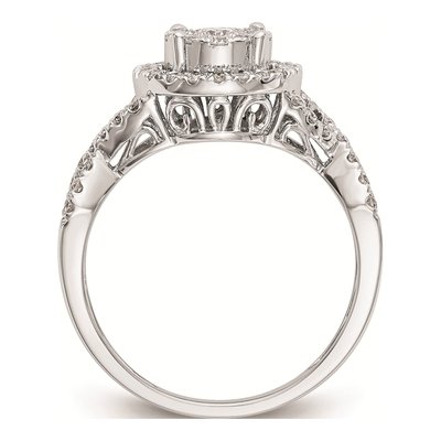 14K White Gold 3/4 ct tw Diamond Halo Engagement Ring – view 2