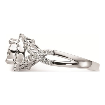 14K White Gold 3/4 ct tw Diamond Halo Engagement Ring – view 3