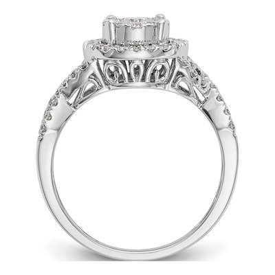14K White Gold 3/4 ct tw Diamond Cluster Engagement Ring – view 2