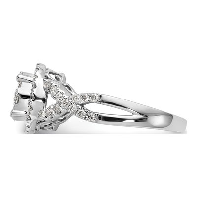 14K White Gold 3/4 ct tw Diamond Cluster Engagement Ring – view 3
