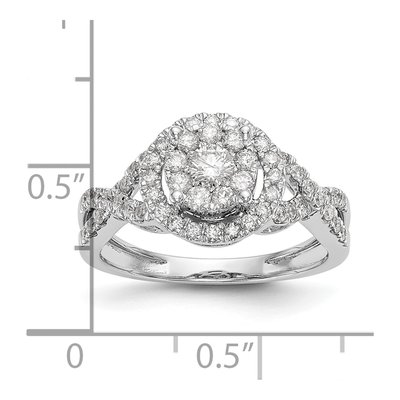 14K White Gold 3/4 ct tw Diamond Cluster Engagement Ring – view 4