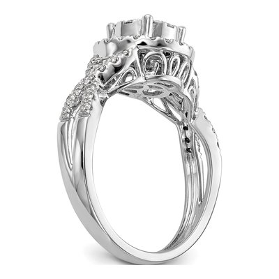 14K White Gold 3/4 ct tw Diamond Cluster Engagement Ring – view 7