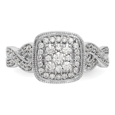 14K White Gold 1/2 ct tw Diamond Cluster Engagement Ring – view 4