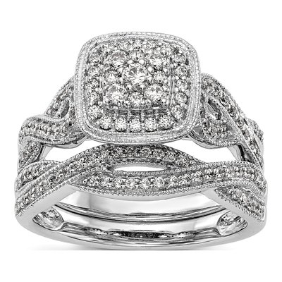 14K White Gold 1/2 ct tw Diamond Cluster Engagement Ring – view 7