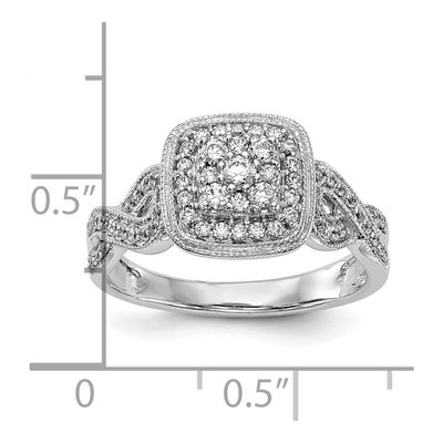 14K White Gold 1/2 ct tw Diamond Cluster Engagement Ring – view 8