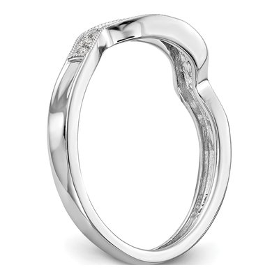 14K White Gold 1/10 ct tw Diamond Contoured Wedding Band – view 7
