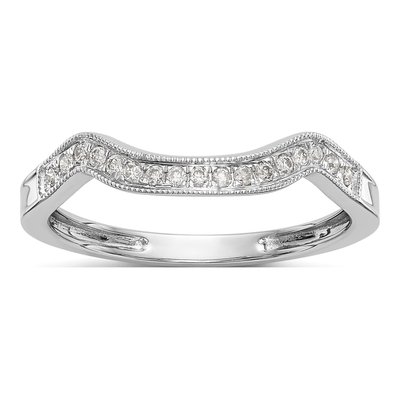 14K White Gold 1/10 ct tw Diamond Contoured Wedding Band