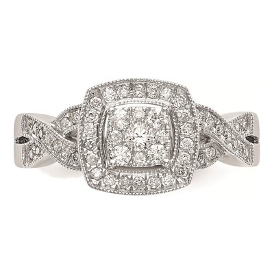 14K White Gold 3/8 ct tw Diamond Square Halo Engagement Ring – view 4