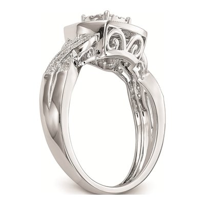 14K White Gold 3/8 ct tw Diamond Square Halo Engagement Ring – view 6