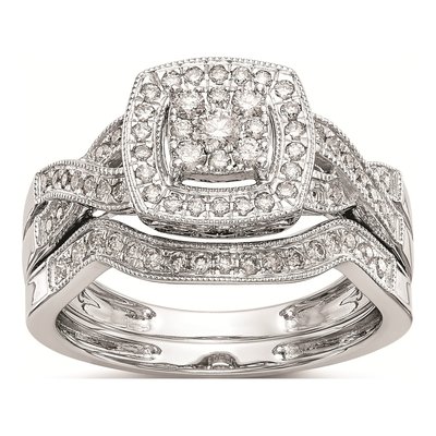14K White Gold 3/8 ct tw Diamond Square Halo Engagement Ring – view 7