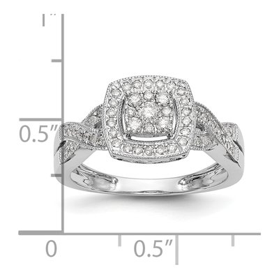 14K White Gold 3/8 ct tw Diamond Square Halo Engagement Ring – view 8