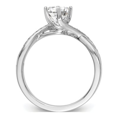 14K White Gold Diamond By-Pass Engagement Ring Semi-Mount – view 2