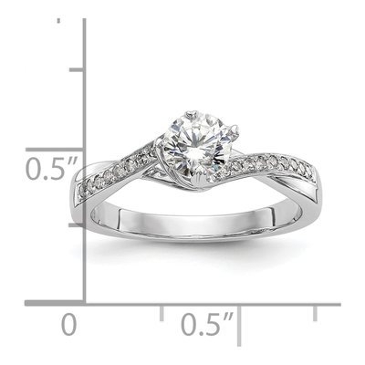 14K White Gold Diamond By-Pass Engagement Ring Semi-Mount – view 7