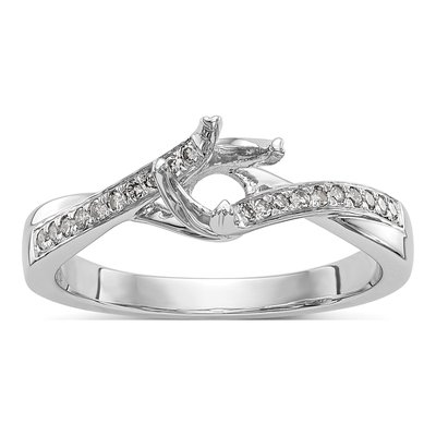 14K White Gold Diamond By-Pass Engagement Ring Semi-Mount – view 8