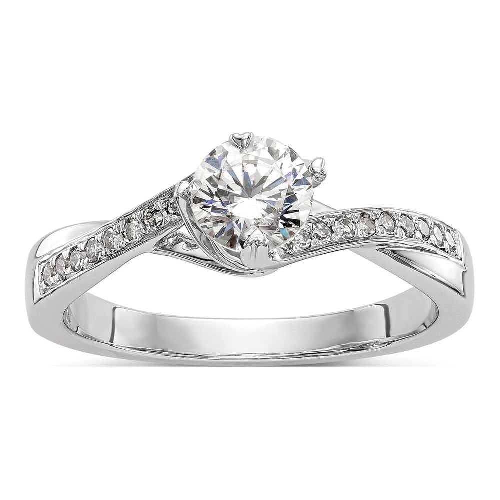 14K White Gold Diamond By-Pass Engagement Ring Semi-Mount