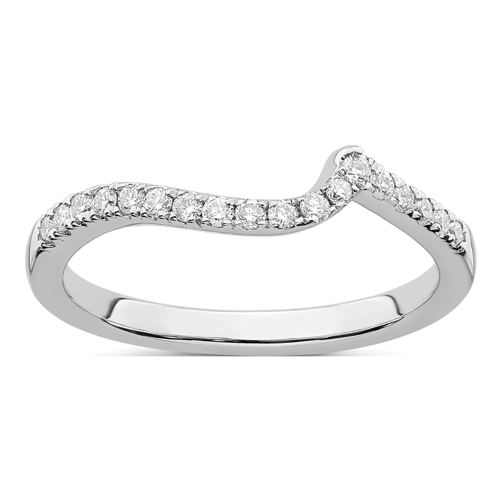 14K White Gold 1/5 ct tw Diamond Contoured Wedding Band