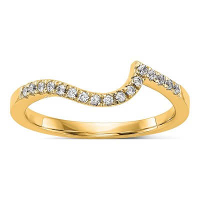 14K Yellow Gold 1/6 ct tw Diamond Contoured Wedding Band