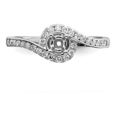 14K White Gold Diamond By-Pass Engagement Ring Semi-Mount – view 6