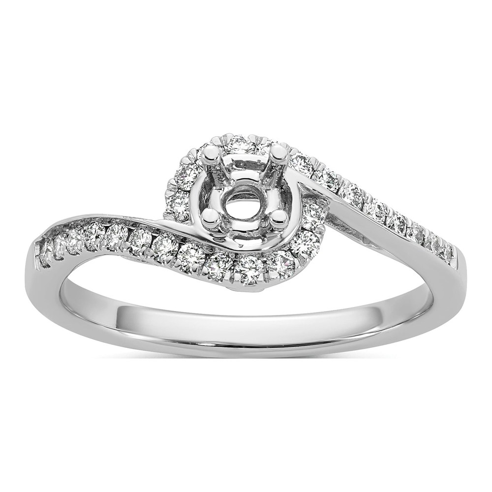 14K White Gold Diamond By-Pass Semi-Mount Engagement Ring