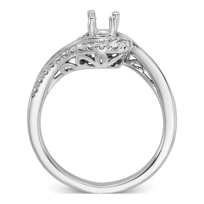 14K White Gold Diamond By-Pass Engagement Ring Semi-Mount – view 3
