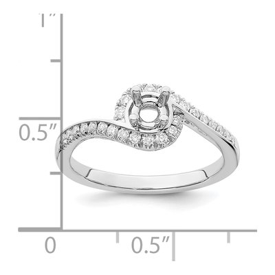 14K White Gold Diamond By-Pass Engagement Ring Semi-Mount – view 8