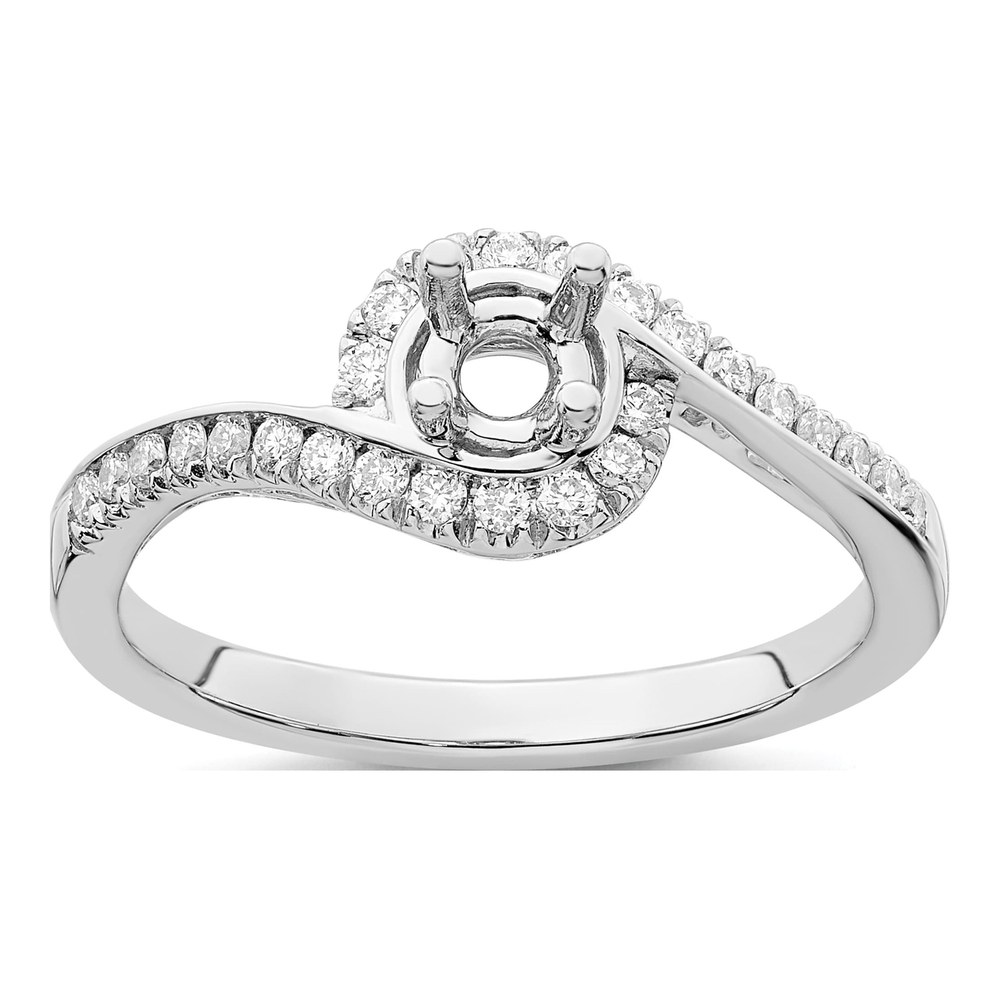 14K White Gold Diamond By-Pass Engagement Ring Semi-Mount
