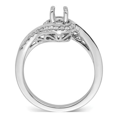 14K White Gold Diamond By-Pass Engagement Ring Semi-Mount – view 2