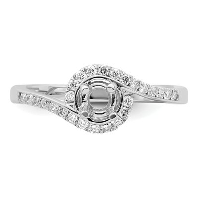 14K White Gold Diamond By-Pass Engagement Ring Semi-Mount – view 4