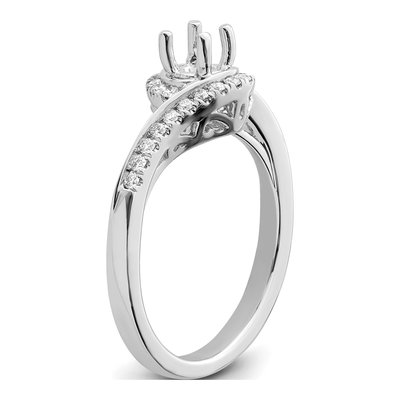 14K White Gold Diamond By-Pass Engagement Ring Semi-Mount – view 6