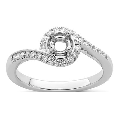 14K White Gold Diamond By-Pass Engagement Ring Semi-Mount – view 8