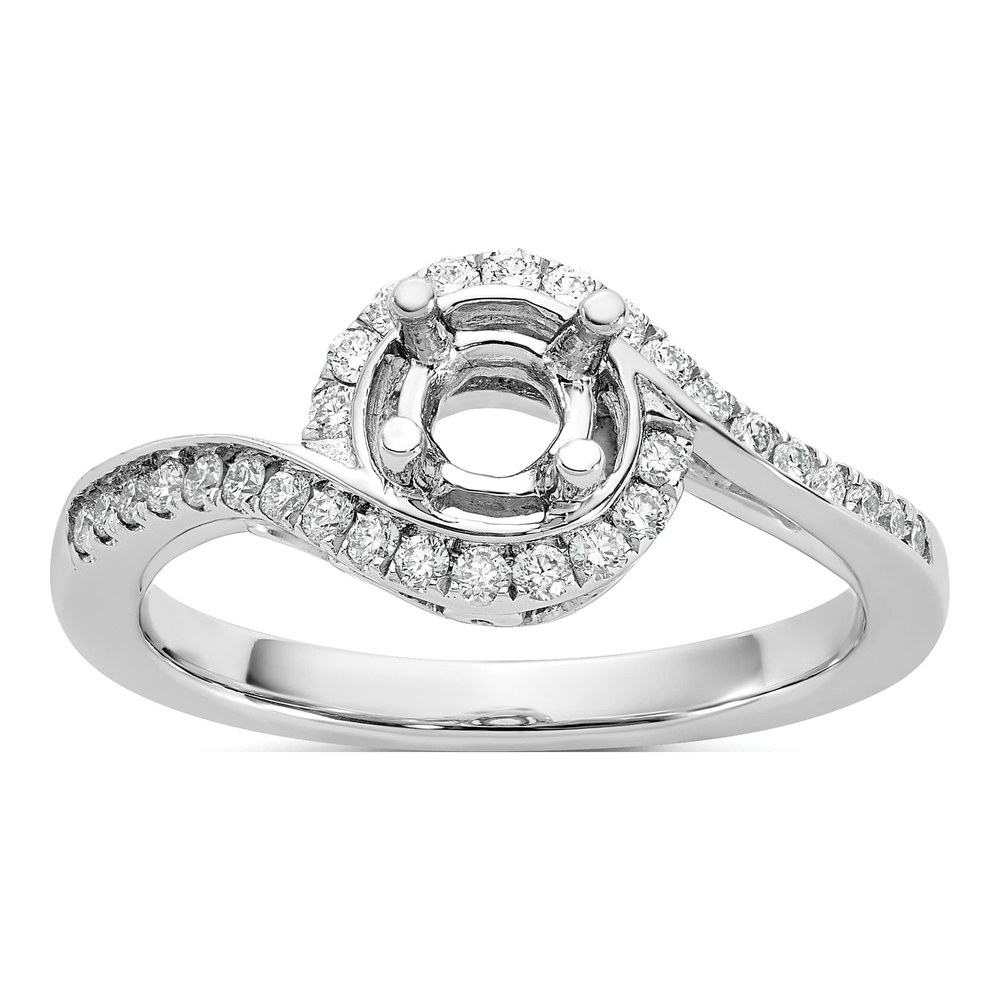 14K White Gold Diamond Bypass Engagement Ring Semi-Mount