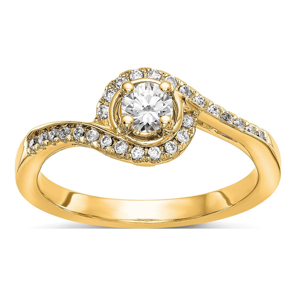 14K Yellow Gold Diamond By-Pass Engagement Ring Semi-Mount