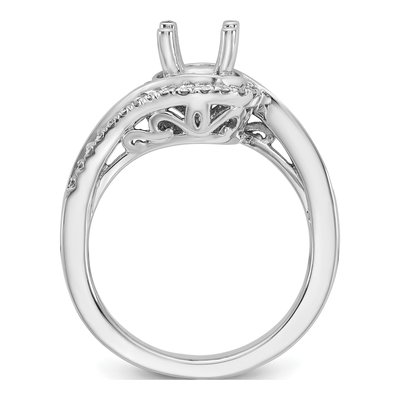 14K White Gold Diamond Bypass Engagement Ring Semi-Mount – view 3