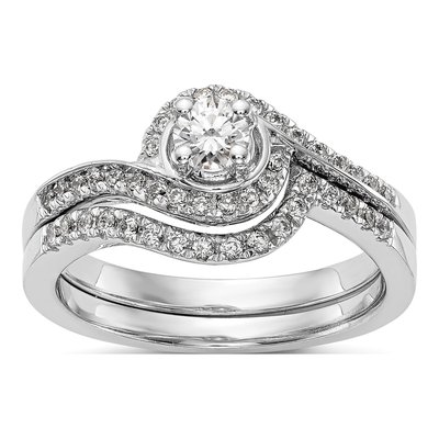 14K White Gold Diamond Bypass Engagement Ring Semi-Mount – view 8