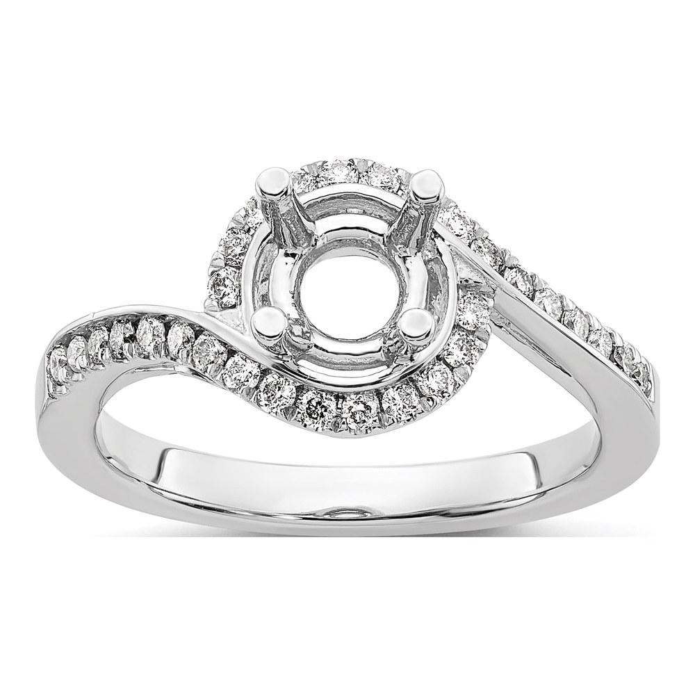14K White Gold Bypass Diamond Semi-Mount Ring