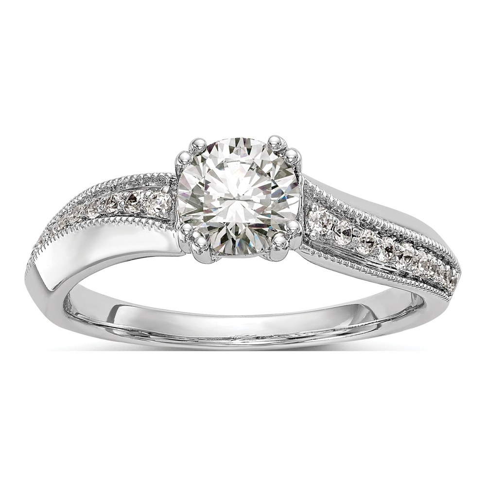 14K White Gold Diamond By-Pass Engagement Ring Semi-Mount